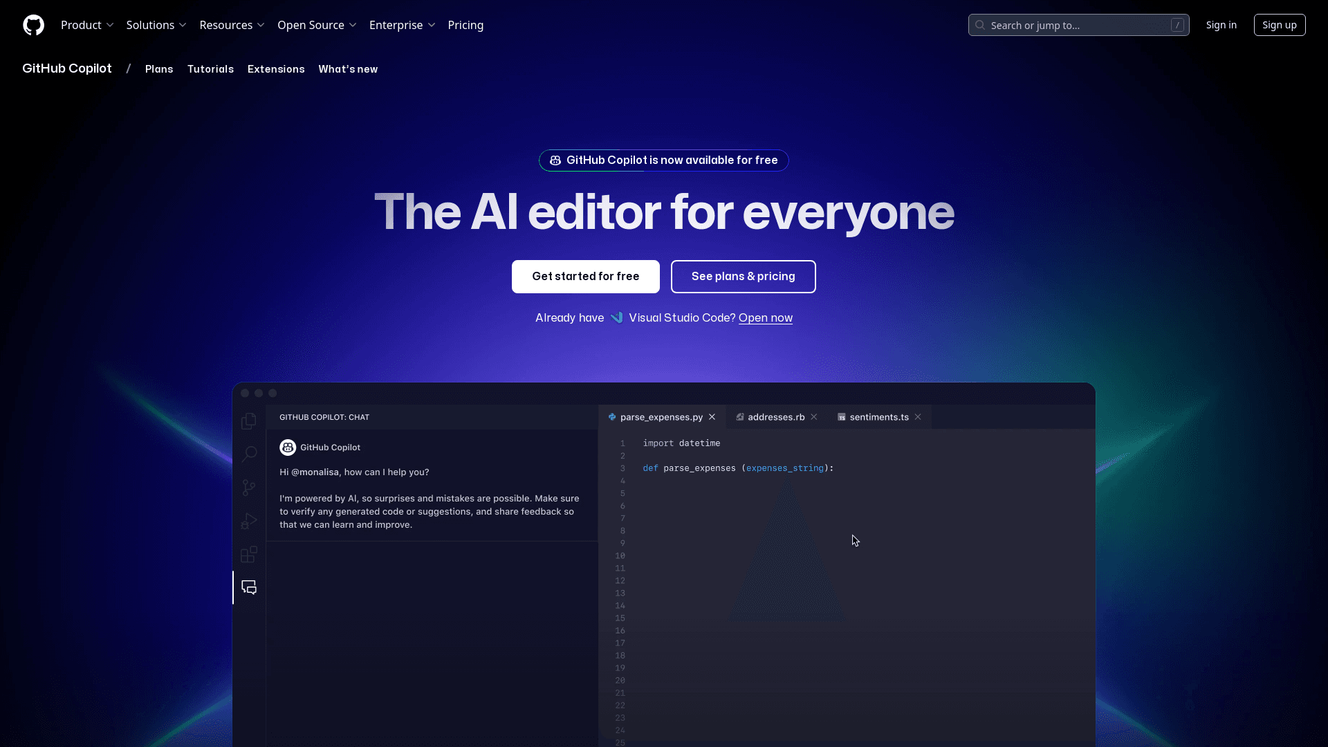 Interface GitHub Copilot